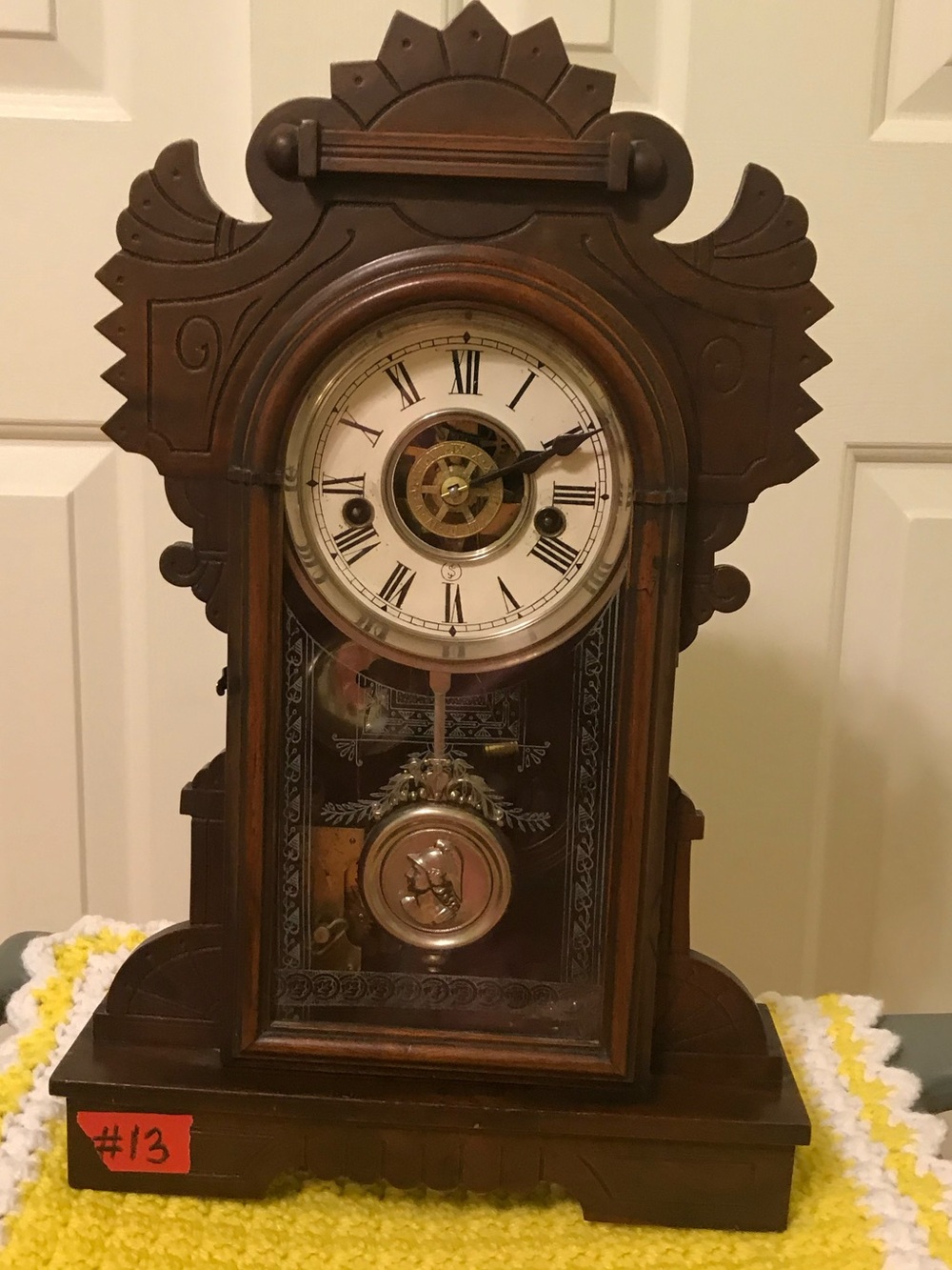 Antique-Style Brown Wooden Mantel Clock - Decorative Wall Accent